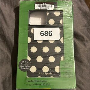 Kate Spade Black and Cream Polka Dot iPhone 15/14/13 Case
